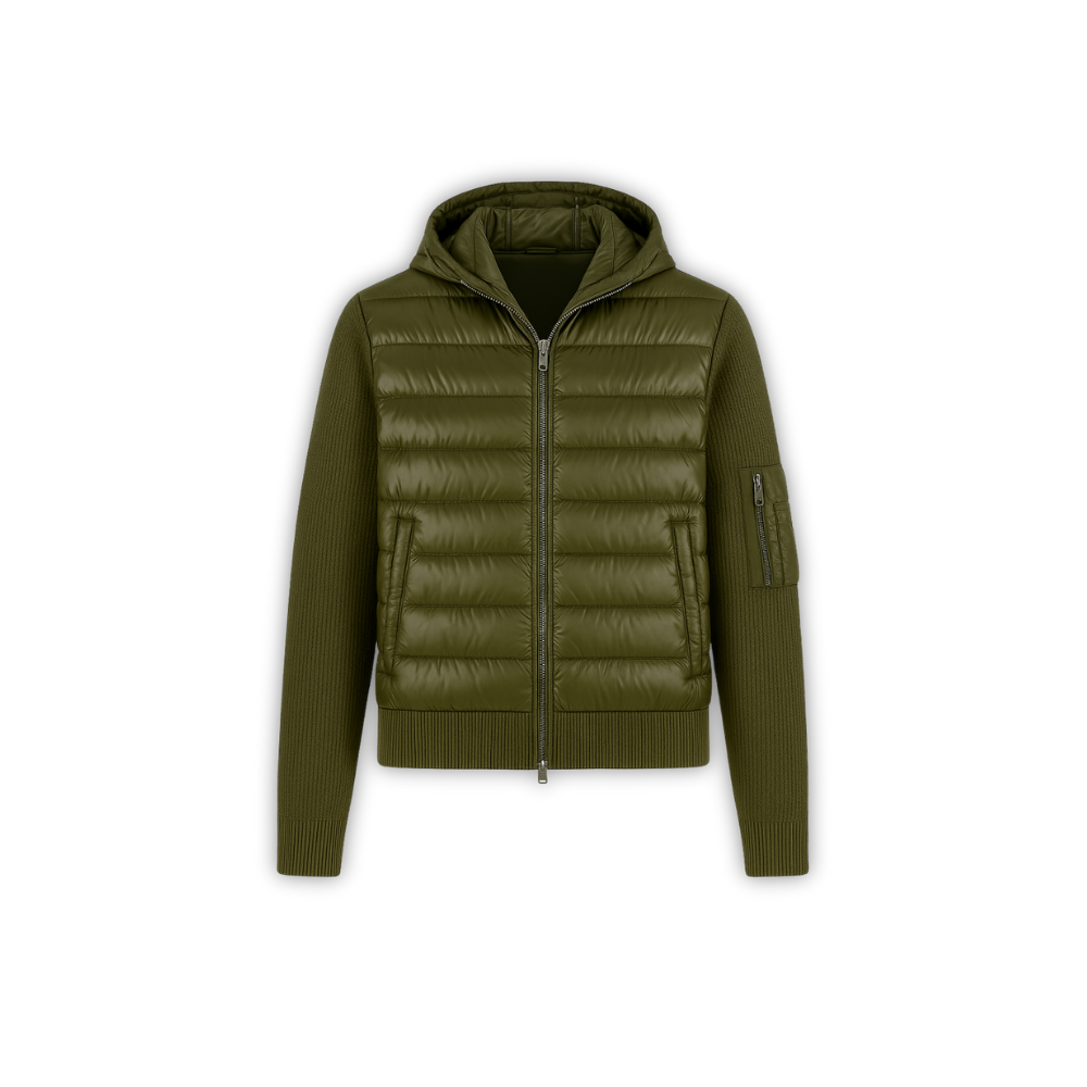 Down Knit Zip Cardigan OLIVE GREEN