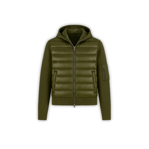 Down Knit Zip Cardigan OLIVE GREEN