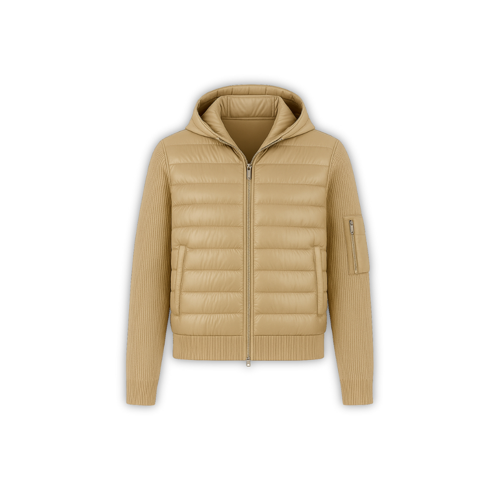 Down Knit Zip Cardigan BEIGE