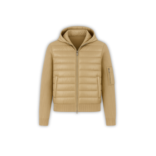 Down Knit Zip Cardigan BEIGE