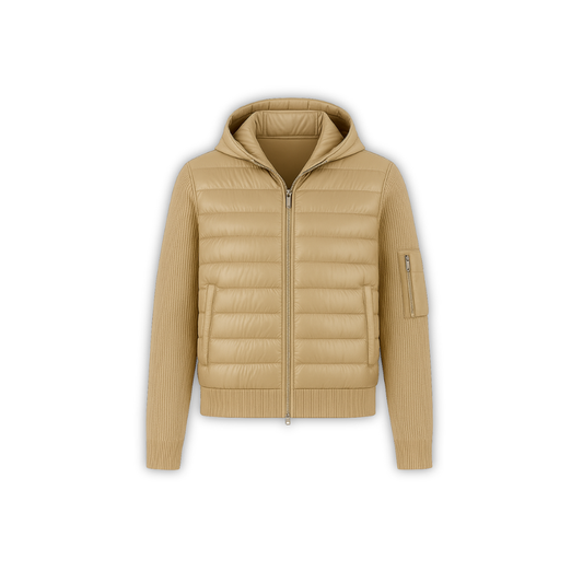 Down Knit Zip Cardigan BEIGE