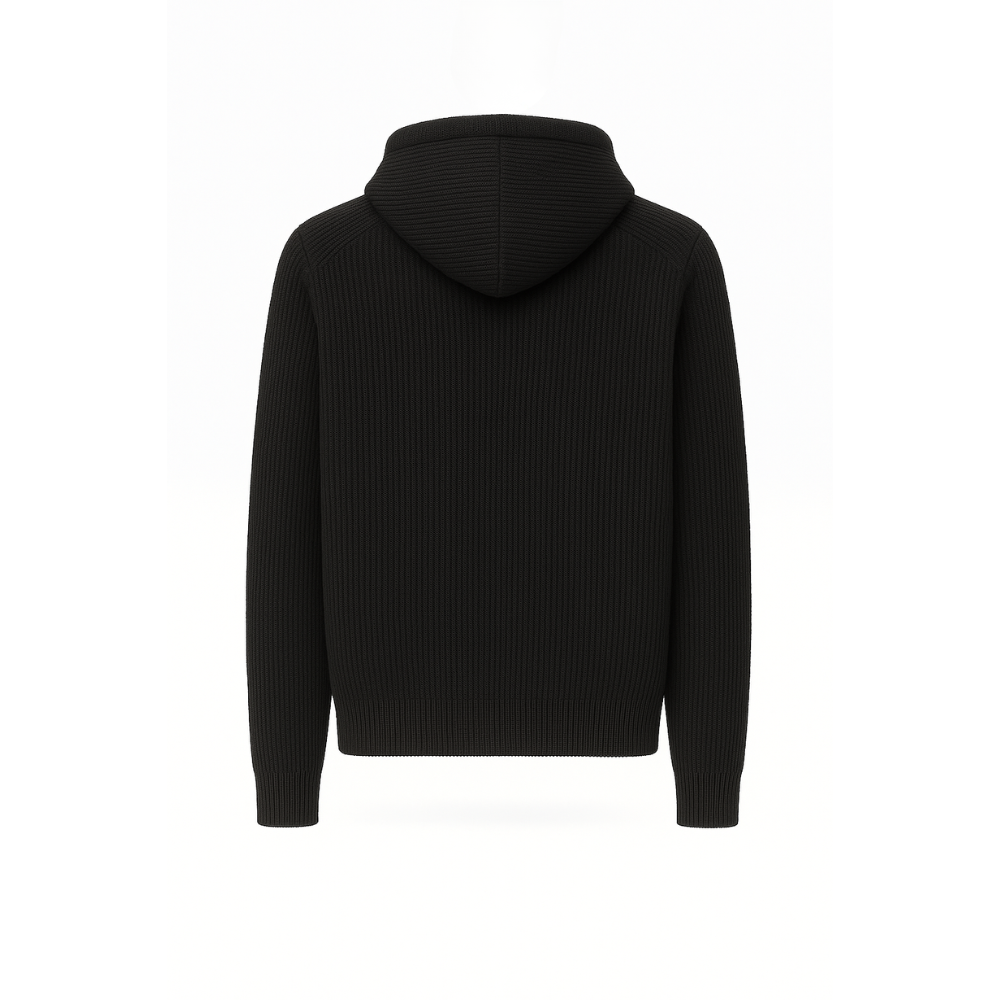 Noir Knit Zip Hoodie