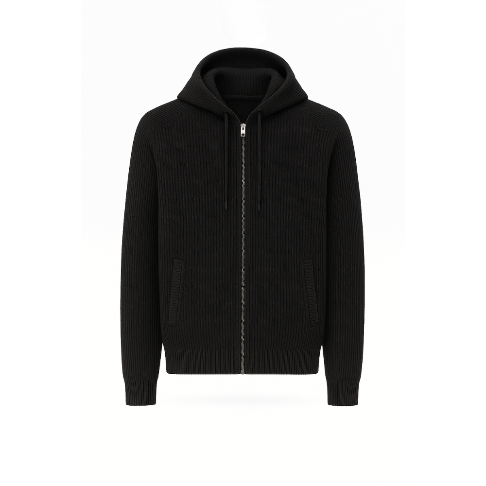 Noir Knit Zip Hoodie