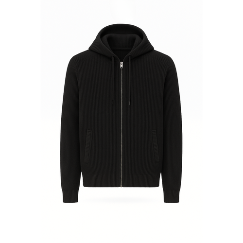 Noir Knit Zip Hoodie